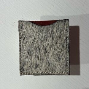 Stick On Card Wallet for Phone or Boots Speckled Cowhide Black Gray